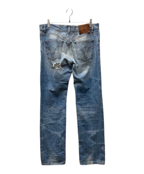 DOLCE & GABBANA（ドルチェ＆ガッバーナ）DOLCE & GABBANA (ドルチェ＆ガッバーナ) クラッシュ加工デニムパンツ インディゴ サイズ:83.5cm (W33)の古着・服飾アイテム