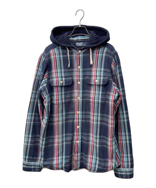 POLO RALPH LAUREN（ポロ・ラルフローレン）POLO RALPH LAUREN (ポロ・ラルフローレン) フードネルパーカー ネイビー×ブルー サイズ:Mの古着・服飾アイテム