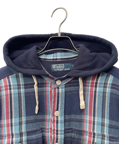 POLO RALPH LAUREN（ポロ・ラルフローレン）POLO RALPH LAUREN (ポロ・ラルフローレン) フードネルパーカー ネイビー×ブルー サイズ:Mの古着・服飾アイテム