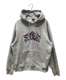 stussy（ステューシー）の古着「COLLEGIATE FLORAL HOODIE」｜グレー
