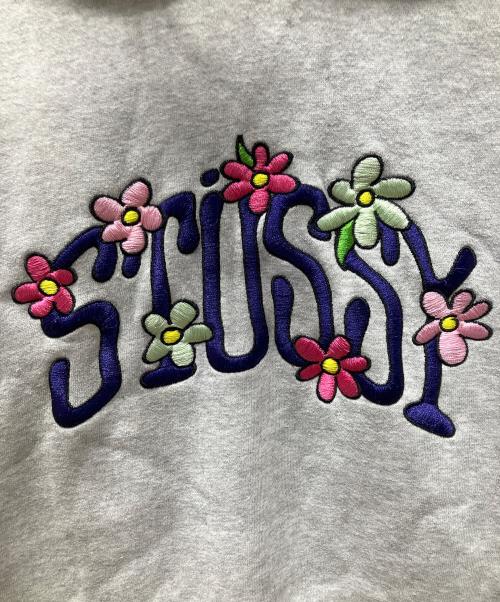 stussy（ステューシー）stussy (ステューシー) COLLEGIATE FLORAL HOODIE グレー サイズ:Lの古着・服飾アイテム