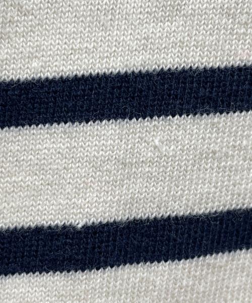 and wander（アンドワンダー）and wander (アンドワンダー) stripe pocket SS T アイボリー×ネイビー サイズ:XL 未使用品の古着・服飾アイテム