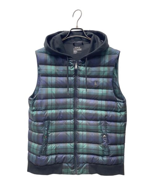 POLO RALPH LAUREN（ポロ・ラルフローレン）POLO RALPH LAUREN (ポロ・ラルフローレン) ダウンベスト グリーン×ブラック サイズ:Mの古着・服飾アイテム
