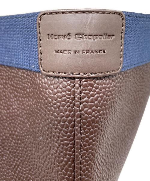 Herve Chapelier（エルベシャプリエ）Herve Chapelier (エルベシャプリエ) ハンドバッグ ネイビー×ブラウンの古着・服飾アイテム