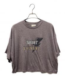 Saint Laurent Paris（サンローランパリ）の古着「半袖カットソー ライトニングボルト」｜パープル