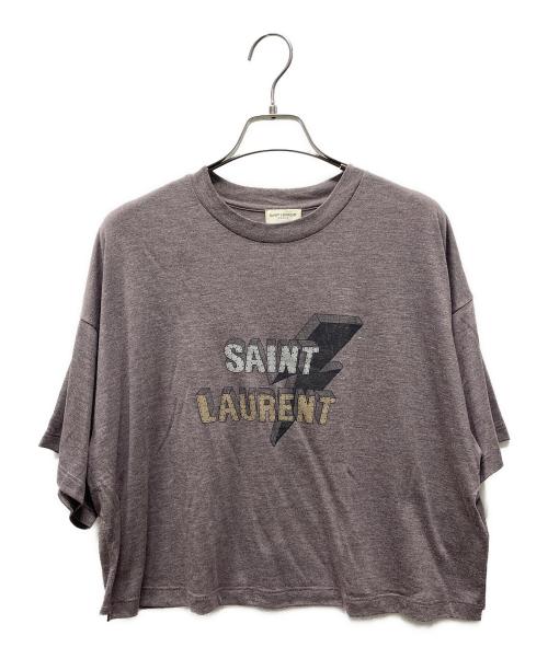 Saint Laurent Paris（サンローランパリ）Saint Laurent Paris (サンローランパリ) 半袖カットソー ライトニングボルト パープル サイズ:Sの古着・服飾アイテム