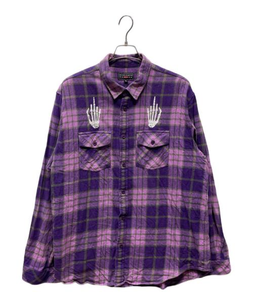 Hysteric Glamour（ヒステリックグラマー）Hysteric Glamour (ヒステリックグラマー) SUPREME (シュプリーム) 長袖シャツ パープル×ピンク サイズ:XLの古着・服飾アイテム