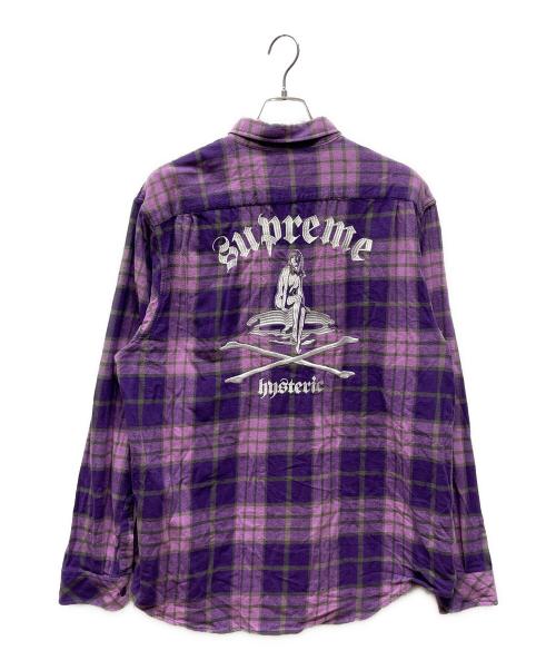 Hysteric Glamour（ヒステリックグラマー）Hysteric Glamour (ヒステリックグラマー) SUPREME (シュプリーム) 長袖シャツ パープル×ピンク サイズ:XLの古着・服飾アイテム