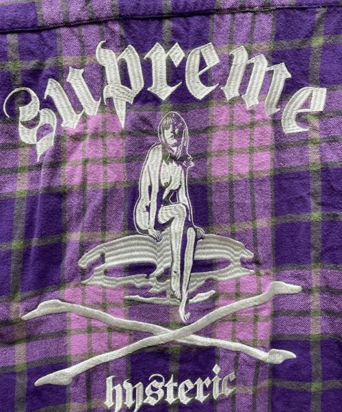 Hysteric Glamour（ヒステリックグラマー）Hysteric Glamour (ヒステリックグラマー) SUPREME (シュプリーム) 長袖シャツ パープル×ピンク サイズ:XLの古着・服飾アイテム