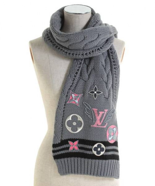 LOUIS VUITTON（ルイ ヴィトン）LOUIS VUITTON (ルイヴィトン) マフラー グレー サイズ:- ウールの古着・服飾アイテム