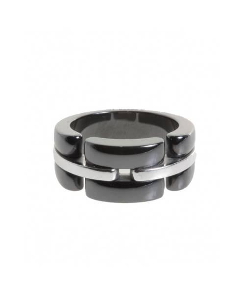 CHANEL（シャネル）CHANEL (シャネル) ウルトラコレクション　ラージリング ホワイトゴールド×ブラック サイズ:T56 K18WGの古着・服飾アイテム