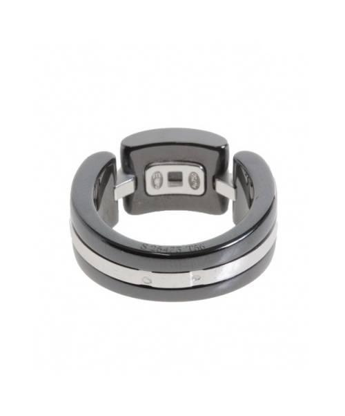 CHANEL（シャネル）CHANEL (シャネル) ウルトラコレクション　ラージリング ホワイトゴールド×ブラック サイズ:T56 K18WGの古着・服飾アイテム