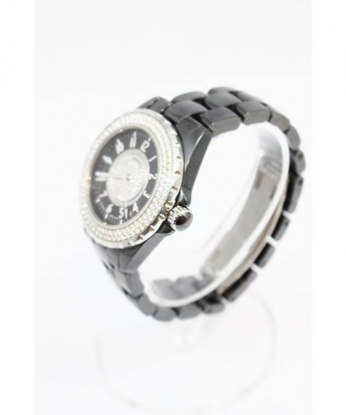 CHANEL（シャネル）CHANEL (シャネル) J12/ダイヤベゼル/センターダイヤ/リストウォッチ ブラック J12　センターダイヤ H1709 自動巻き セラミックの古着・服飾アイテム