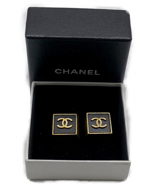 CHANEL（シャネル）CHANEL (シャネル) ココマークスクエアイヤリング ゴールド×ブラック サイズ:-の古着・服飾アイテム