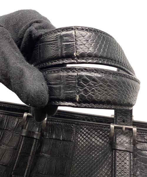 GIORGIO ARMANI（ジョルジョアルマーニ）GIORGIO ARMANI (ジョルジョアルマーニ) レザートートバッグ ブラックの古着・服飾アイテム