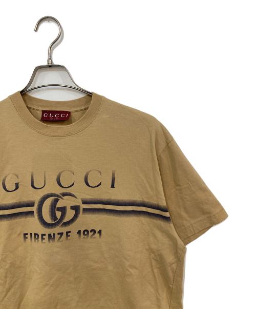 GUCCI（グッチ）GUCCI (グッチ) ロゴプリントTシャツ ブラウン サイズ:Mの古着・服飾アイテム