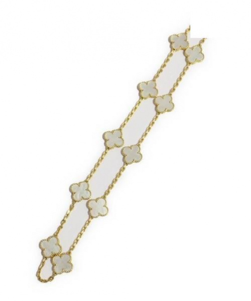 VAN CLEEF & ARPELS（ヴァンクリーフ＆アーペル）Van Cleef & Arpels (ヴァンクリーフ&アーペル) ヴィンテージアルハンブラネックレス パールホワイト×ゴールド K18 マザーオブパール/10モチーフの古着・服飾アイテム