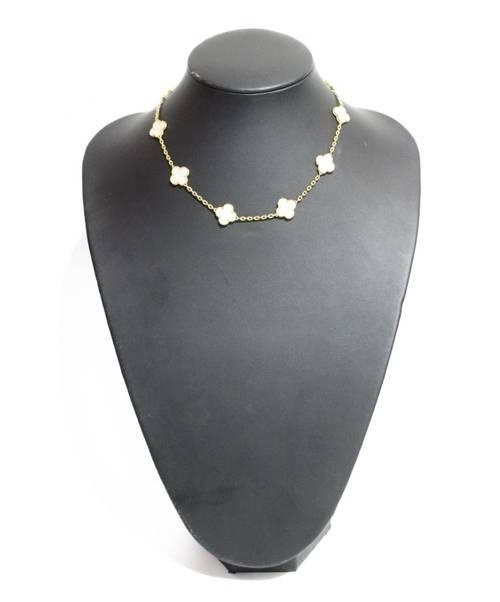 VAN CLEEF & ARPELS（ヴァンクリーフ＆アーペル）Van Cleef & Arpels (ヴァンクリーフ&アーペル) ヴィンテージアルハンブラネックレス パールホワイト×ゴールド K18 マザーオブパール/10モチーフの古着・服飾アイテム