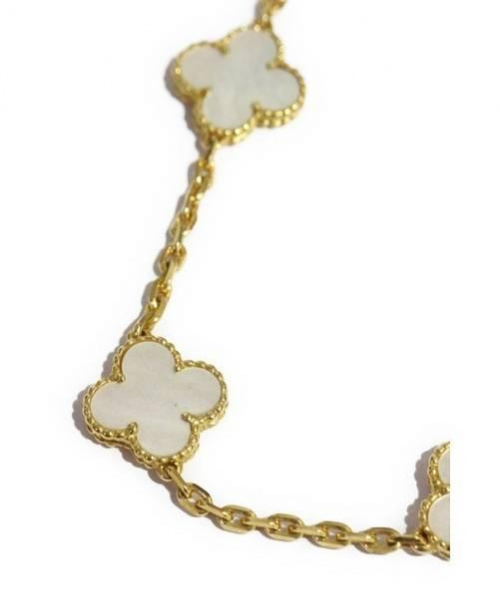 VAN CLEEF & ARPELS（ヴァンクリーフ＆アーペル）Van Cleef & Arpels (ヴァンクリーフ&アーペル) ヴィンテージアルハンブラネックレス パールホワイト×ゴールド K18 マザーオブパール/10モチーフの古着・服飾アイテム