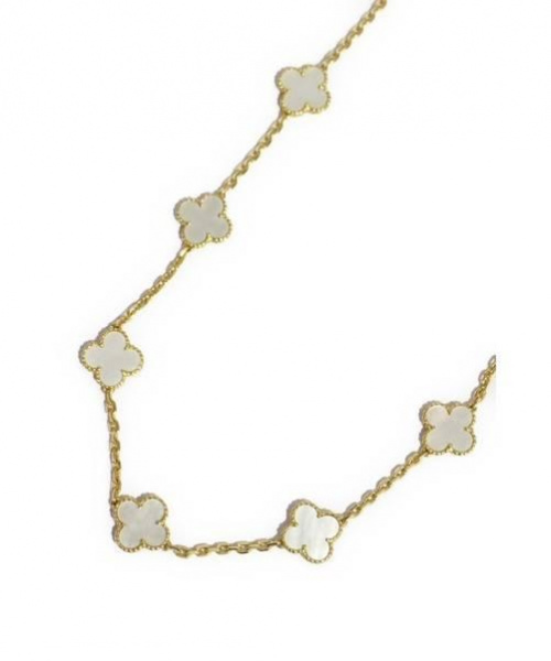 VAN CLEEF & ARPELS（ヴァンクリーフ＆アーペル）Van Cleef & Arpels (ヴァンクリーフ&アーペル) ヴィンテージアルハンブラネックレス パールホワイト×ゴールド K18 マザーオブパール/10モチーフの古着・服飾アイテム