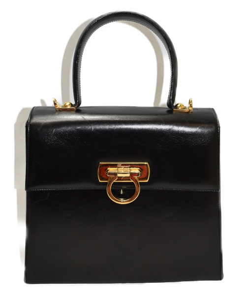 Salvatore Ferragamo（サルヴァトーレ フェラガモ）Salvatore Ferragamo (サルヴァトーレ フェラガモ) 2WAYハンドバッグ ブラック ガンチーニ レザー ■の古着・服飾アイテム