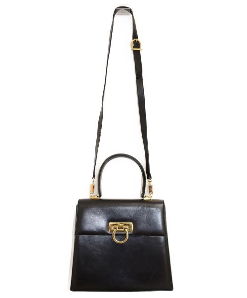 Salvatore Ferragamo（サルヴァトーレ フェラガモ）Salvatore Ferragamo (サルヴァトーレ フェラガモ) 2WAYハンドバッグ ブラック ガンチーニ レザー ■の古着・服飾アイテム