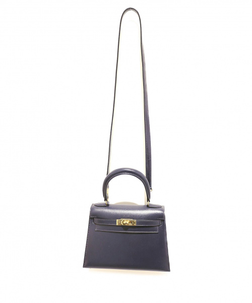 HERMES（エルメス）HERMES (エルメス) ケリーバッグ20 ネイビー サイズ:20 外縫い　□A　1997年　ゴールド金具の古着・服飾アイテム