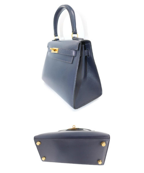 HERMES（エルメス）HERMES (エルメス) ケリーバッグ20 ネイビー サイズ:20 外縫い　□A　1997年　ゴールド金具の古着・服飾アイテム