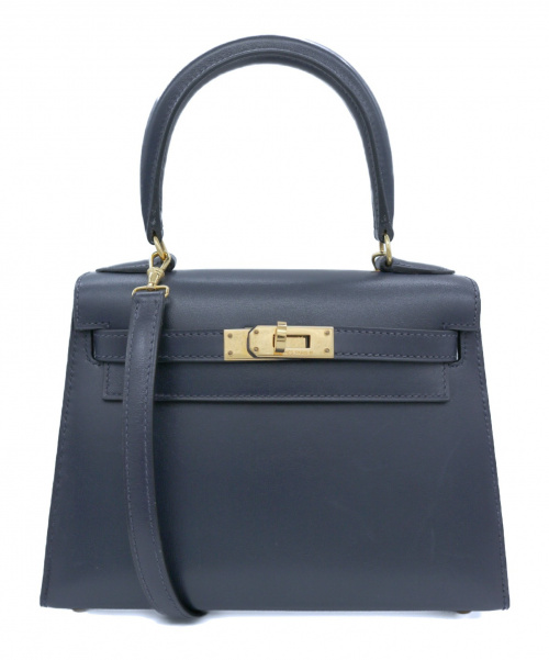 HERMES（エルメス）HERMES (エルメス) ケリーバッグ20 ネイビー サイズ:20 外縫い　□A　1997年　ゴールド金具の古着・服飾アイテム