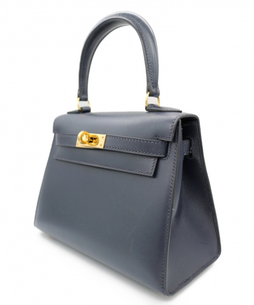 HERMES（エルメス）HERMES (エルメス) ケリーバッグ20 ネイビー サイズ:20 外縫い　□A　1997年　ゴールド金具の古着・服飾アイテム