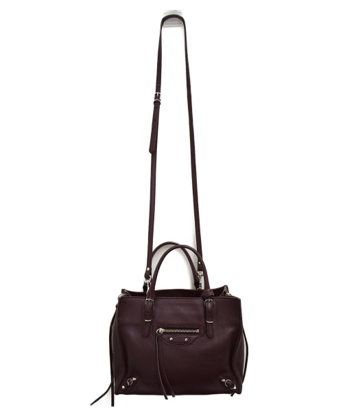 BALENCIAGA（バレンシアガ）BALENCIAGA (バレンシアガ) ペーパーミニA6/2WAYバッグ ボルドー ペーパーミニ A6 ジップアラウンドの古着・服飾アイテム