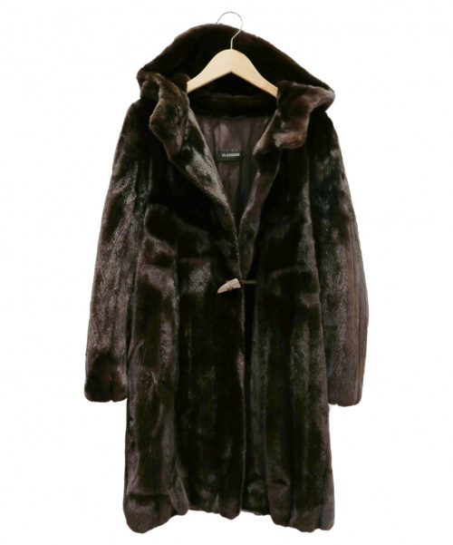 JIL SANDER（ジルサンダー）JIL SANDER (ジル サンダー) フーデッドミンクコート ブラック サイズ:34 ブラックグラマミンク使用の古着・服飾アイテム