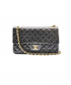 CHANELシャネル）の古着「ダブルフラップチェーンショルダーバッグ/ヴィンテージ」｜ブラック