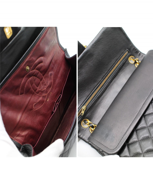 CHANEL（シャネル）CHANEL (シャネル) ダブルフラップチェーンショルダーバッグ/ヴィンテージ ブラック マトラッセ ■の古着・服飾アイテム