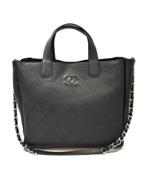CHANEL（シャネル）CHANEL (シャネル) ラージショッピングバッグ ブラック サイズ:- マトラッセ ラージショッピングバッグ キャビアスキン 26944712の古着・服飾アイテム
