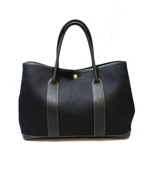 HERMES（エルメス）HERMES (エルメス) ガーデンパーティMM ブラック サイズ:MM ガーデンパーティMM キャンバス×レザー ■の古着・服飾アイテム