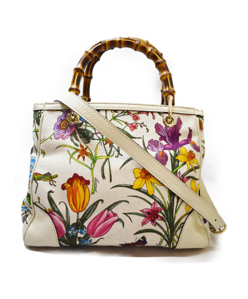 GUCCI（グッチ）GUCCI (グッチ) フローラスモールショッパー2WAYバッグ ホワイト 50 anniversary Limited/日本上陸50周年限定品の古着・服飾アイテム