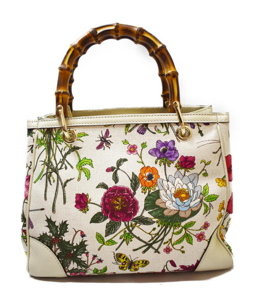 GUCCI（グッチ）GUCCI (グッチ) フローラスモールショッパー2WAYバッグ ホワイト 50 anniversary Limited/日本上陸50周年限定品の古着・服飾アイテム
