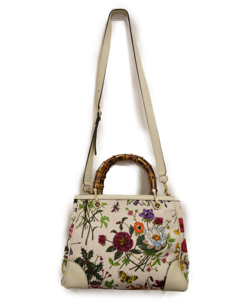 GUCCI（グッチ）GUCCI (グッチ) フローラスモールショッパー2WAYバッグ ホワイト 50 anniversary Limited/日本上陸50周年限定品の古着・服飾アイテム