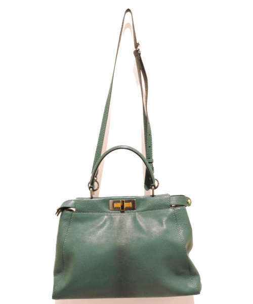 FENDI（フェンディ）FENDI (フェンディ) ピーカブー ターコイズグリーン サイズ:- ミディアム　2wayショルダーバッグの古着・服飾アイテム
