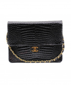 CHANELシャネル）の古着「チェーンショルダーバッグ/クロコダイル」｜ブラック