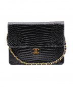 CHANELシャネル）の古着「チェーンショルダーバッグ/クロコダイル」｜ブラック