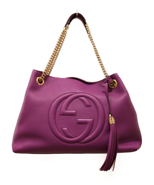 GUCCI（グッチ）GUCCI (グッチ) ソーホー/レザーショルダーバッグ パープル 308982の古着・服飾アイテム