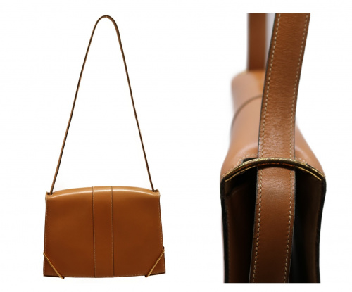 HERMES（エルメス）HERMES (エルメス) ボックスカーフ 2wayバッグ ブラウンの古着・服飾アイテム