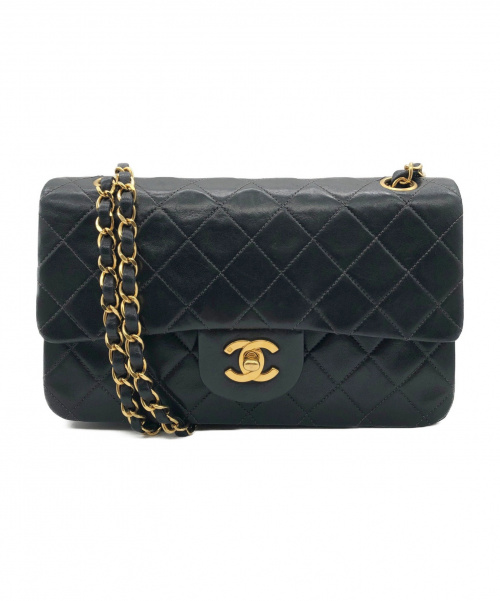 CHANEL（シャネル）CHANEL (シャネル) マトラッセダブルチェーンショルダーバッグ ブラック サイズ:23 ラムスキンの古着・服飾アイテム