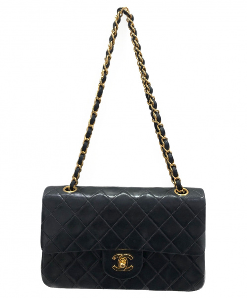 CHANEL（シャネル）CHANEL (シャネル) マトラッセダブルチェーンショルダーバッグ ブラック サイズ:23 ラムスキンの古着・服飾アイテム