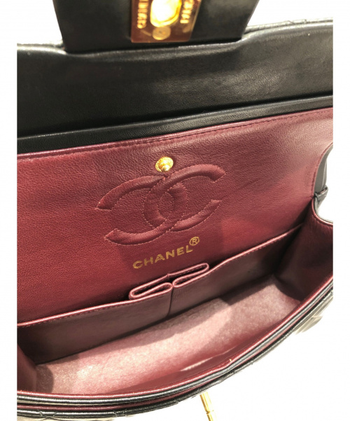 CHANEL（シャネル）CHANEL (シャネル) マトラッセダブルチェーンショルダーバッグ ブラック サイズ:23 ラムスキンの古着・服飾アイテム