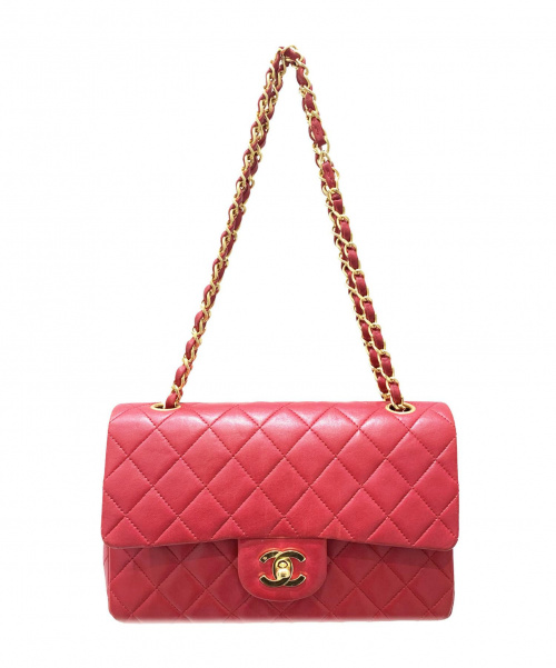 CHANEL（シャネル）CHANEL (シャネル) ショルダーバッグ/ダブルフラップマトラッセ レッド マトラッセ ラムスキンの古着・服飾アイテム