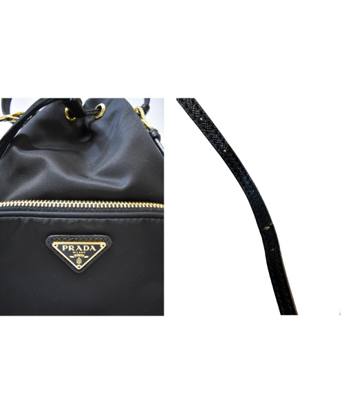 PRADA（プラダ）PRADA (プラダ) 巾着2WAYショルダーバッグ ブラック サイズ:-の古着・服飾アイテム