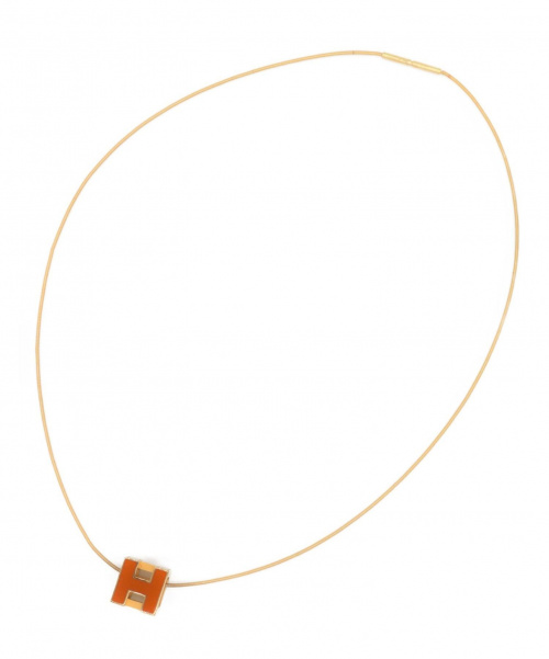 HERMES（エルメス）HERMES (エルメス) Hキューブネックレス オレンジの古着・服飾アイテム